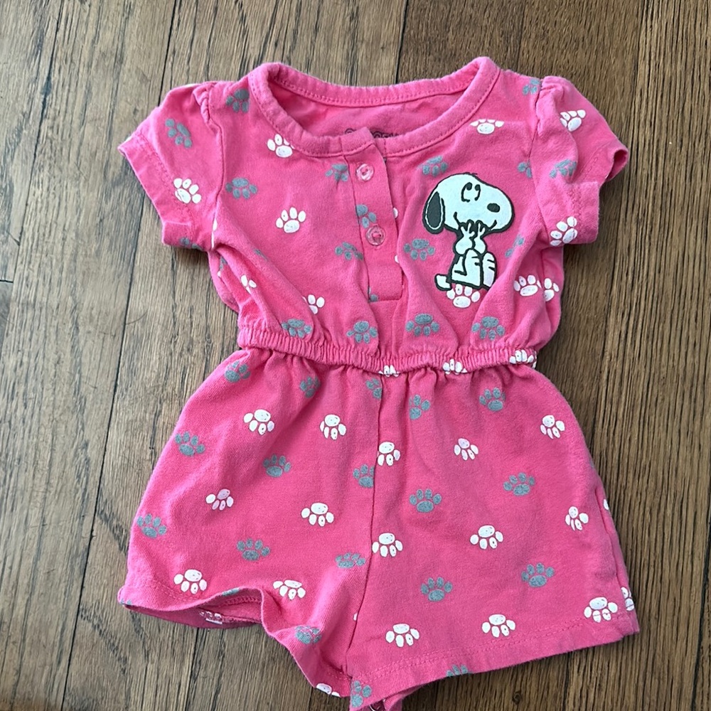 Pink Snoopy Baby Romper